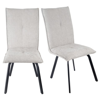 Lot de 2 chaises en tissu effet maille gris clair avec pieds métal noir – ARIA 2