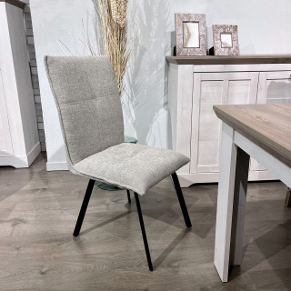 Lot de 2 chaises en tissu effet maille gris clair avec pieds métal noir – ARIA 2