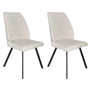 Lot de 2 chaises en tissu beige doux et épais avec dossier haut pieds métal noir - FUZO 2