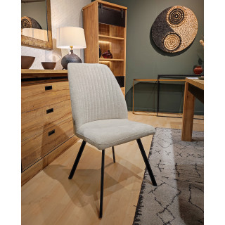 Lot de 2 chaises en tissu beige doux et épais avec dossier haut pieds métal noir - FUZO 2