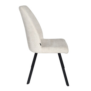 Lot de 2 chaises en tissu beige doux et épais avec dossier haut pieds métal noir - FUZO 2