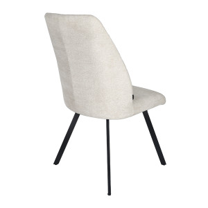 Lot de 2 chaises en tissu beige doux et épais avec dossier haut pieds métal noir - FUZO 2