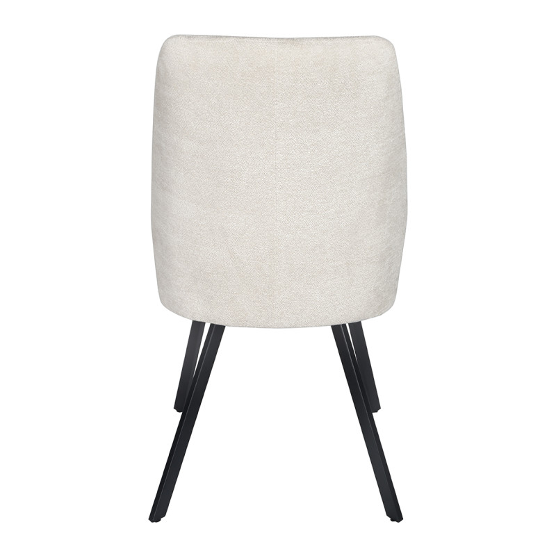 Lot de 2 chaises en tissu beige doux et épais avec dossier haut pieds métal noir - FUZO 2