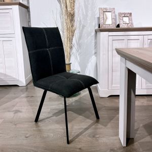 Lot de 2 chaises en tissu classique noir avec pieds métal noir – ARIA 2