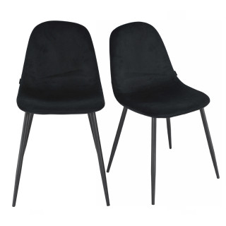 Lot de 2 chaises de repas en tissu velours noir avec pieds métal noir – BIBA 2