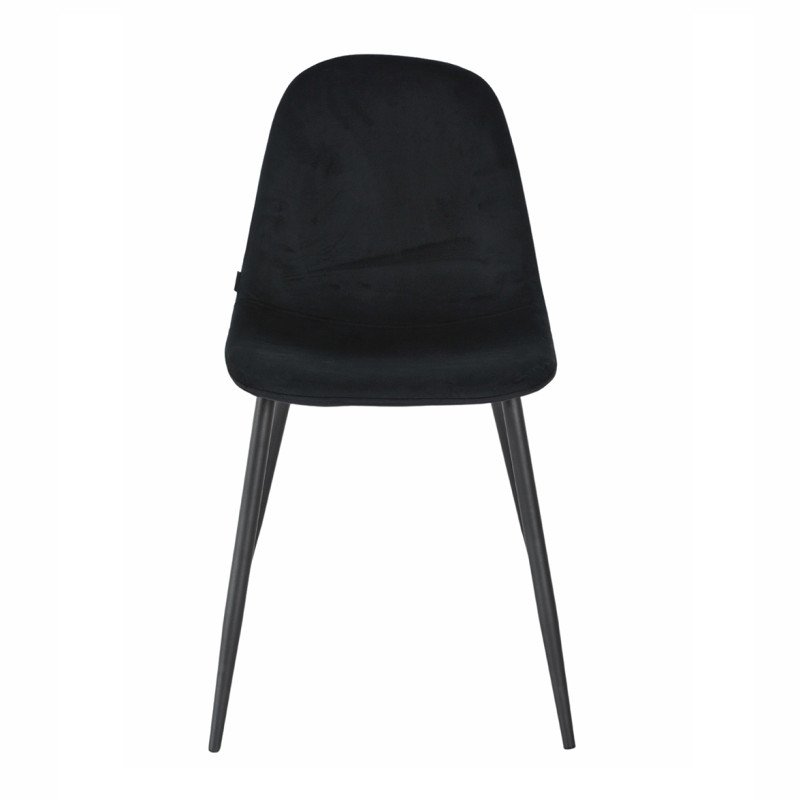 Lot de 2 chaises de repas en tissu velours noir avec pieds métal noir – BIBA 2