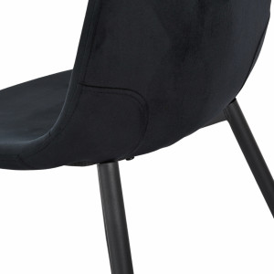 Lot de 2 chaises de repas en tissu velours noir avec pieds métal noir – BIBA 2