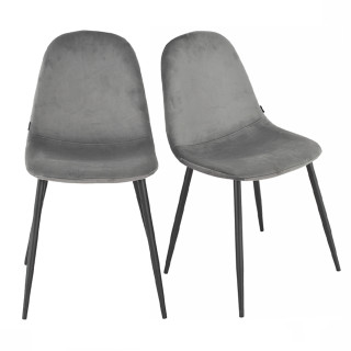 Lot de 2 chaises de repas en tissu velours gris anthracite avec pieds métal noir – BIBA 2