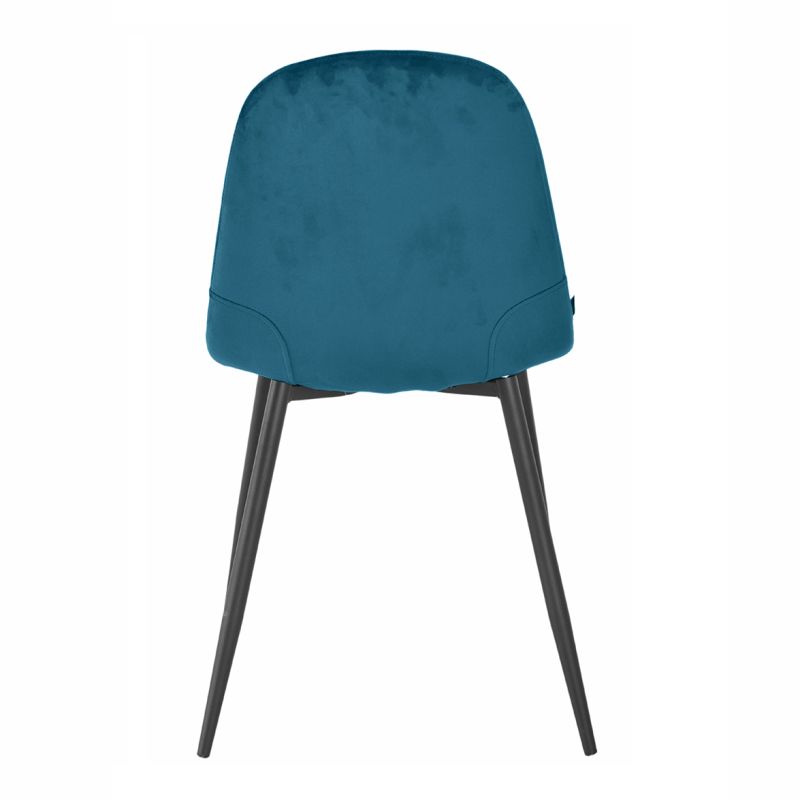 Lot de 4 chaises de repas en tissu velours bleu canard avec pieds métal noir – BIBA 2