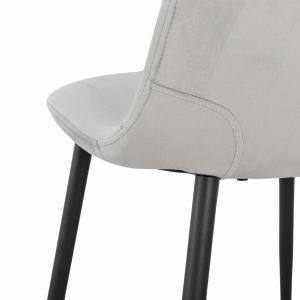 Lot de 4 chaises de repas en tissu velours gris clair avec pieds métal noir – BIBA 2