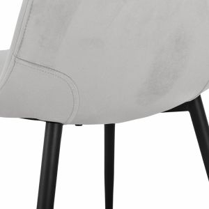 Lot de 4 chaises de repas en tissu velours gris clair avec pieds métal noir – BIBA 2