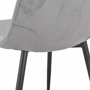 Lot de 4 chaises de repas en tissu velours gris anthracite avec pieds métal noir – BIBA 2