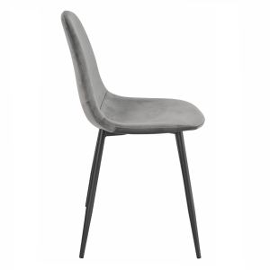 Lot de 4 chaises de repas en tissu velours gris anthracite avec pieds métal noir – BIBA 2