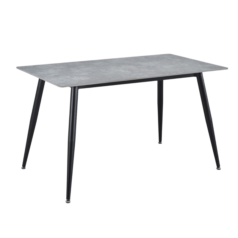 Table 130 x 70 cm en céramique gris béton et pieds métal noir - RYDER 2