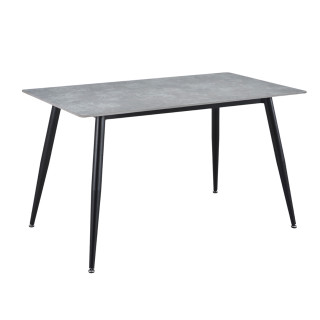 Table 130 x 70 cm en céramique gris béton et pieds métal noir - RYDER 2