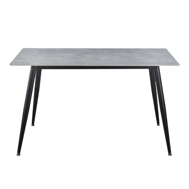 Table 130 x 70 cm en céramique gris béton et pieds métal noir - RYDER 2