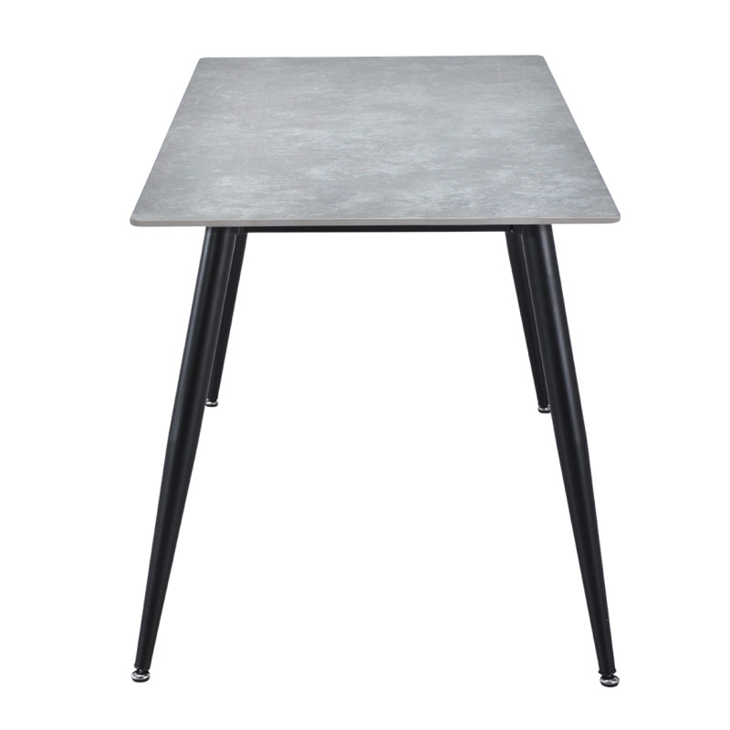 Table 130 x 70 cm en céramique gris béton et pieds métal noir - RYDER 2