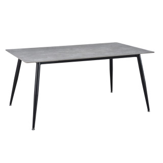 Table 160 cm en céramique gris béton et pieds évasés métal noir - RYDER 2