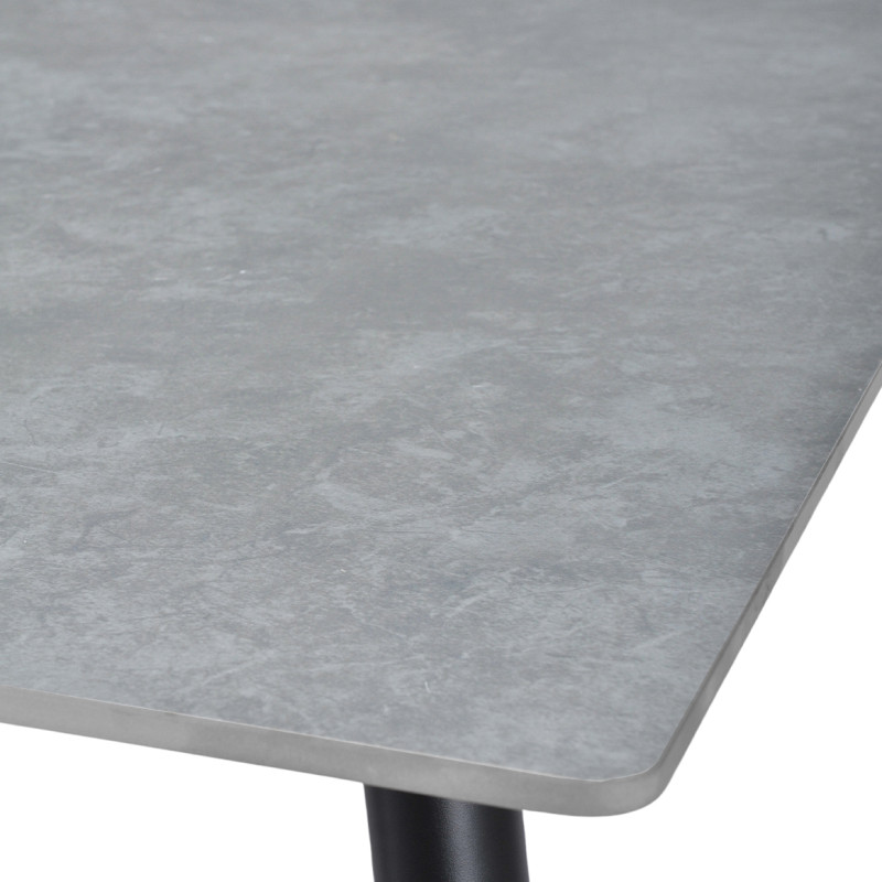 Table 160 cm en céramique gris béton et pieds évasés métal noir - RYDER 2