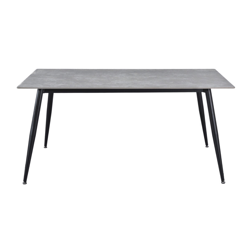 Table 160 cm en céramique gris béton et pieds évasés métal noir - RYDER 2