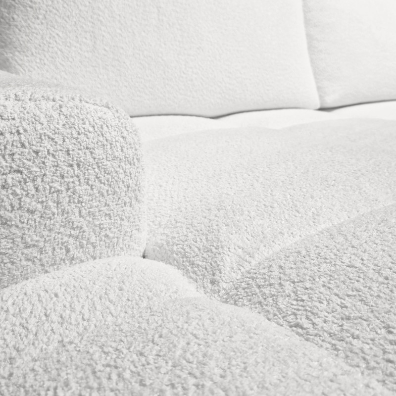 Canapé d'angle gauche convertible tissu bouclette blanc L304 cm - VOLT