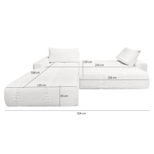 Canapé d'angle gauche convertible tissu bouclette blanc 304 cm - VOLT