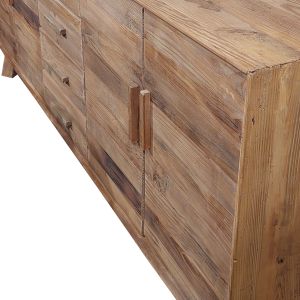 Buffet 200 cm en pin massif recyclé 4 tiroirs 4 portes - CHALET