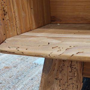 Table basse 120 cm en bois massif 2 tiroirs 2 niches - CHALET