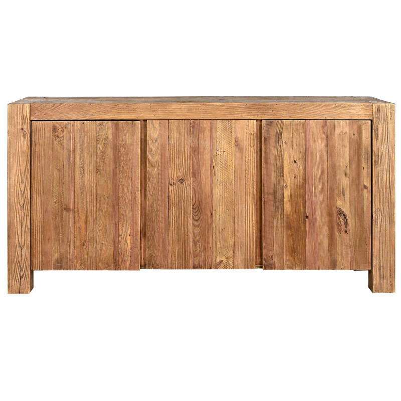 Buffet 168 cm 3 portes 3 tablettes de rangement en bois de pin massif recyclé - CHALET