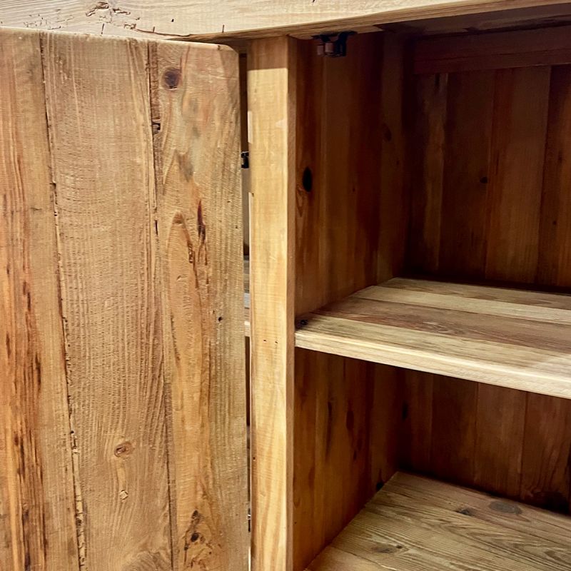 Buffet 168 cm 3 portes 3 tablettes de rangement en bois de pin massif recyclé - CHALET