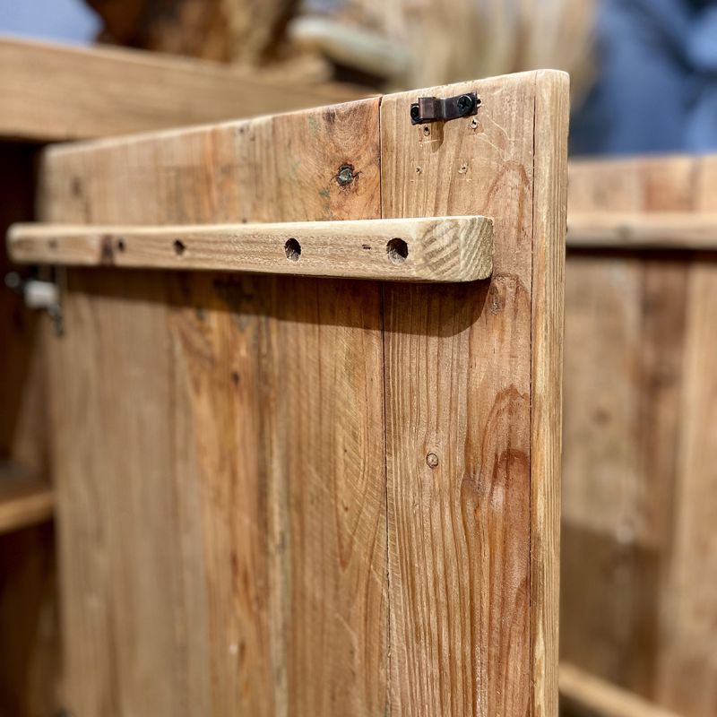 Buffet 168 cm 3 portes 3 tablettes de rangement en bois de pin massif recyclé - CHALET