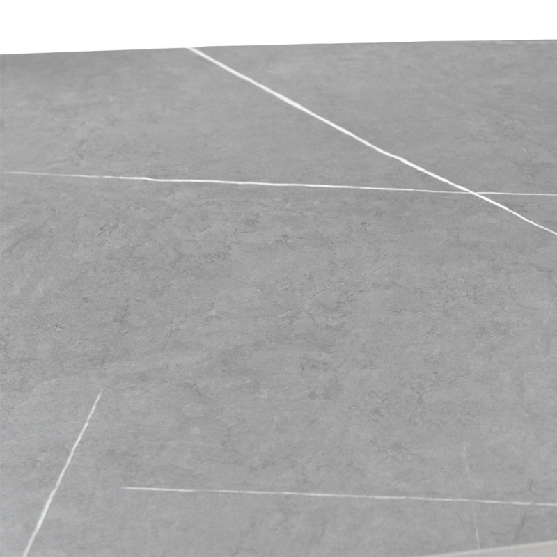 Table haute 140 cm angles arrondis plateau céramique gris marbré pieds métal - RYDER