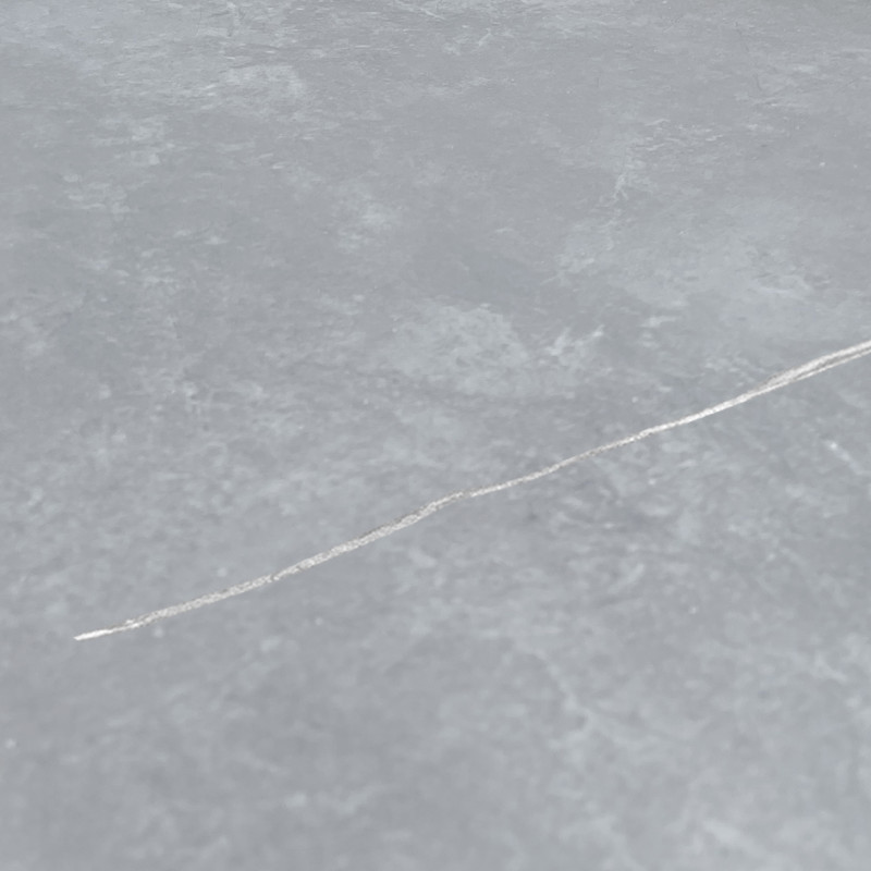 Table haute 140 cm angles arrondis plateau céramique gris marbré pieds métal - RYDER