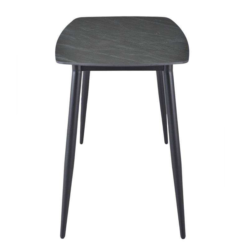 Table haute 140 cm angles arrondis céramique gris anthracite marbré - RYDER