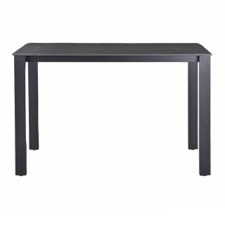 Table haute 140 cm céramique gris anthracite marbré pieds métal noir - HARPER