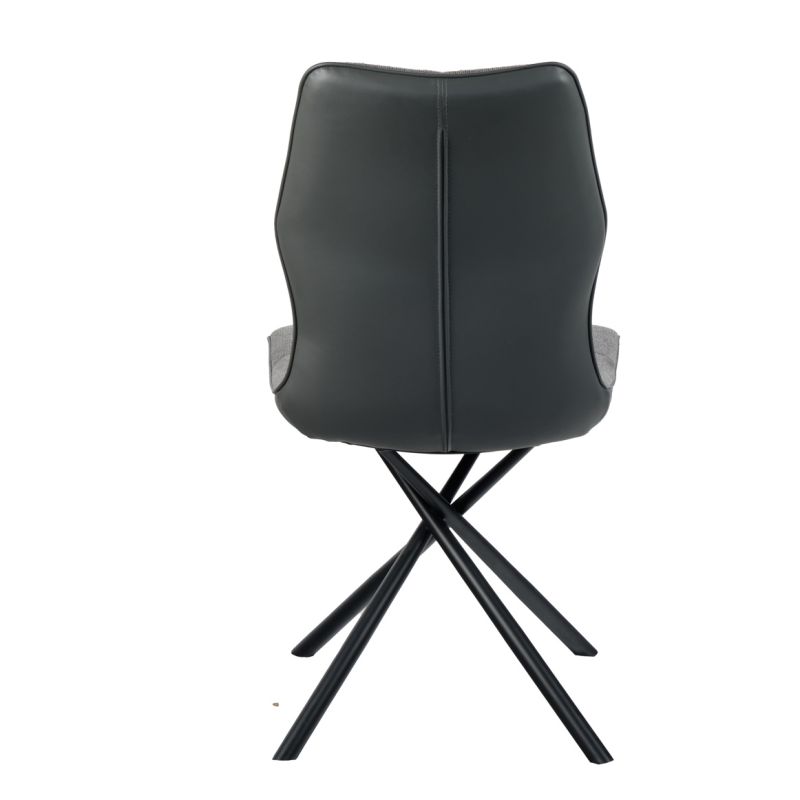 Lot 2 chaises en tissu et simili gris foncé pieds métal- MONTAINE