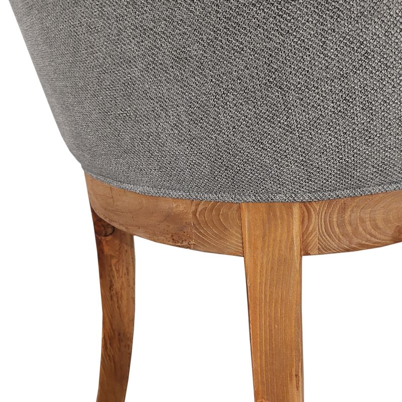 Chaise en tissu gris chiné et bois de pin massif recyclé - CHALET