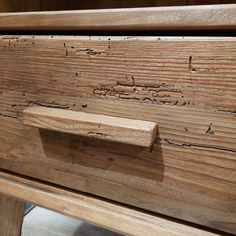 Table de chevet en pin massif recyclé 1 tiroir et 1 niche - CHALET