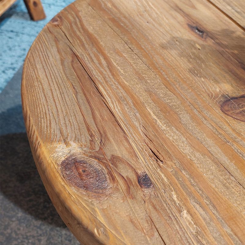 Table basse ronde 60 cm en bois massif recyclé 3 pieds- CHALET