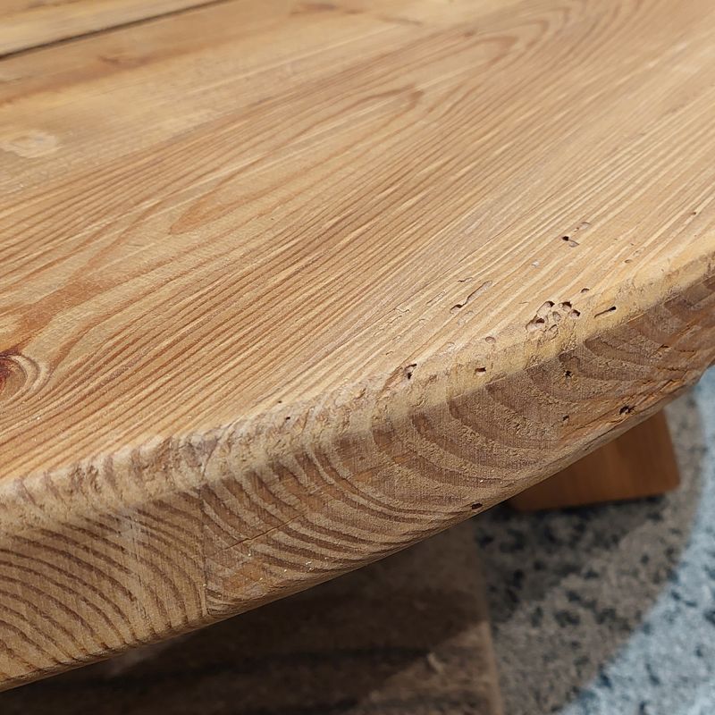 Table basse ronde 60 cm en bois massif recyclé 3 pieds- CHALET