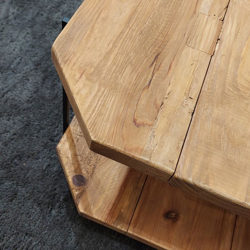 Table basse en bois rustique pieds métal 120 cm - CHALET
