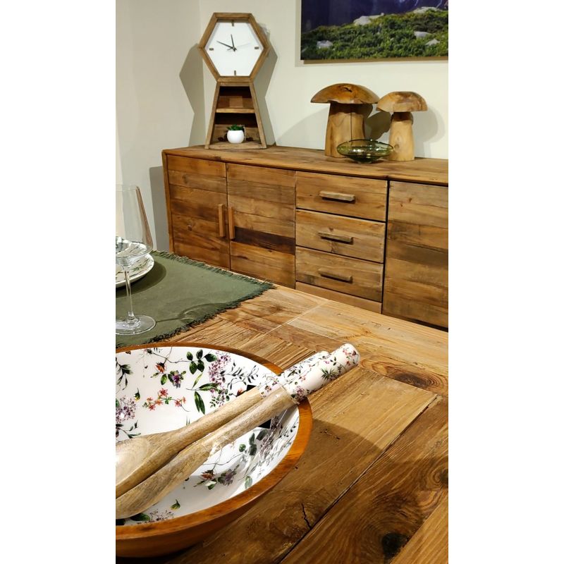 Buffet 200 cm en pin massif recyclé 4 tiroirs 4 portes - CHALET