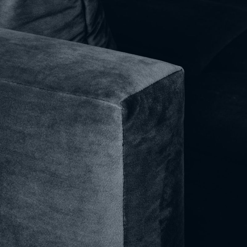 Canapé convertible L. 220 cm en velours bleu foncé capitonné - KIARA