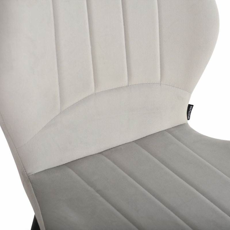 Lot 2 chaises de bar velours gris clair et pieds en métal - EMILIO 2