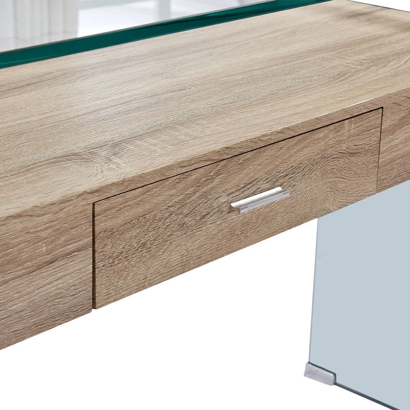Console en verre trempé et caisson avec tiroirs en bois MDF - design contemporain - ICE