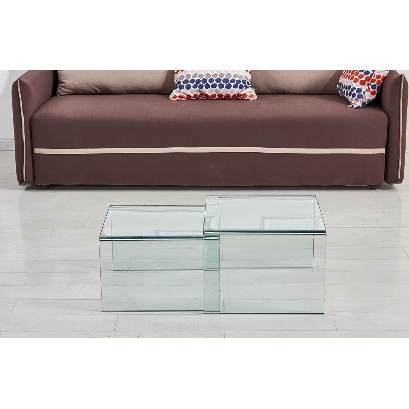 2 tables d'appoint gigognes L. 50 cm en verre trempé - ICE