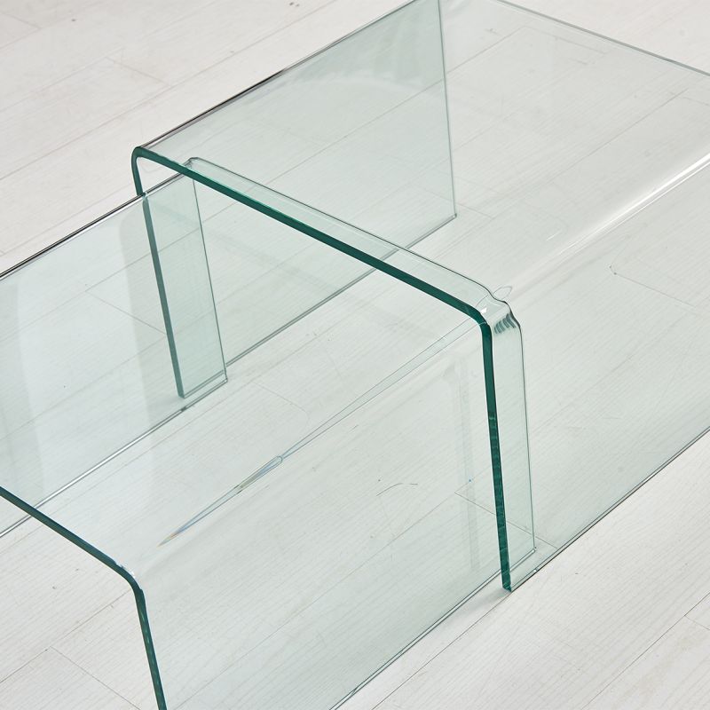 2 tables d'appoint gigognes L. 50 cm en verre trempé - ICE