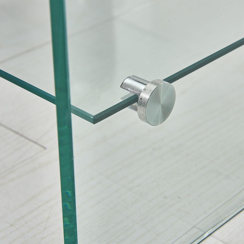 Table basse rectangulaire en verre trempé avec étagère vitrée - ICE
