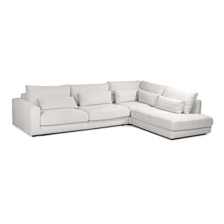 Canapé d'angle droit 325 cm en tissu microfibre ivoire confort moelleux - CECILE