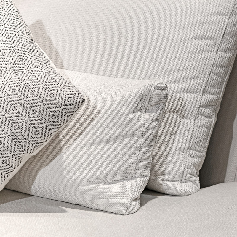 Canapé d'angle droit 325 cm en tissu microfibre ivoire confort moelleux - CECILE